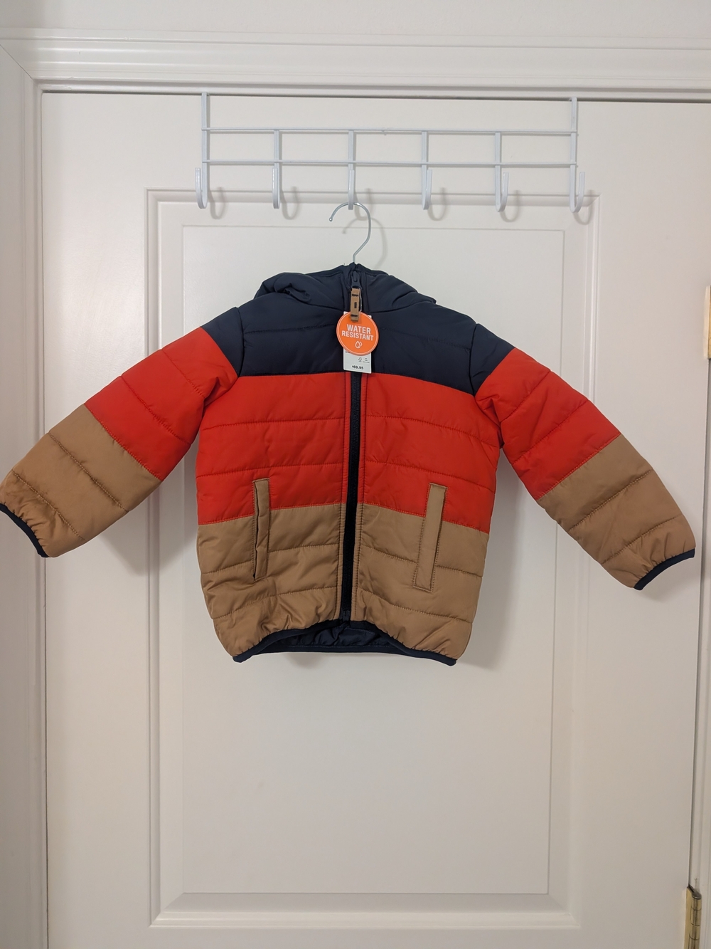 NWT The Children's Place Boys 2T Colorblock Puffer Jacket Water Resistant